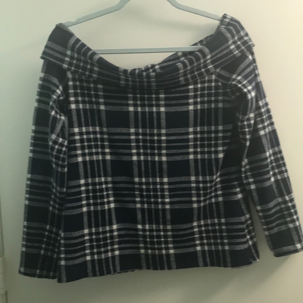 Navy & White Off the shoulder cool weather top